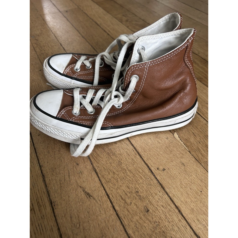 Converse Chuck Taylor All Star Leather High Top Brown Women's 6 Mens 4 - Picture 6 of 9